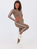 Dresowy komplet z lampasem top+spodnie cappuccino b55 k01
