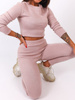 Dres swetrowy komplet krótki top+legginsy brudny róż b20 kk01