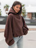 Viralowa Oversizowa BLUZA z kapturem bluzowana kangurka z bawełnianej dresówki brązowa X2 k01