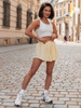 Bawełniane dresowe asymetryczne krótkie SPODENKI szorty butter yellow jasny żółty X53 k01