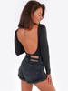 BLUZKA BODY GOŁE PLECY czarne B173 k01