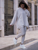 Bawełniany KOMPLET bluza oversize długa z dresu i legginsy z prążka beż melanż D430 k01