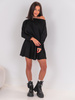 Codzienna SUKIENKA z miękkiego swetra z gumką w pasie dekolt łódka czarna E505 k01