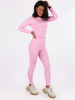 Bawełniany komplet bluzka z długim rękawem i legginsy z prążkowanej dzianiny różowy C123