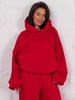 Dresowa bawełniana BLUZA z kapturem oversize szeroka czerwona E644
