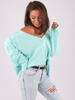 SWETER Z DEKOLTEM V OVERSIZE miętowy B189 k01