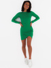 Bawełniana sukienka kopertowy dół z prążka zielona a263 k01