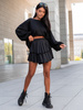 Rozkloszowana mini SPÓDNICA z falbankami z asymetrycznym dołem czarna X360