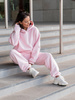 Dresowe bawełniane SPODNIE  ze ściągaczami baby pink X32