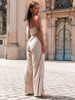 KOMPLET top typu halter i szerokie spodnie z gumą w pasie stone E304 k01