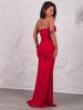 Elegancka gorsetowa SUKIENKA maxi drapowana syrenka czerwona E634 k01