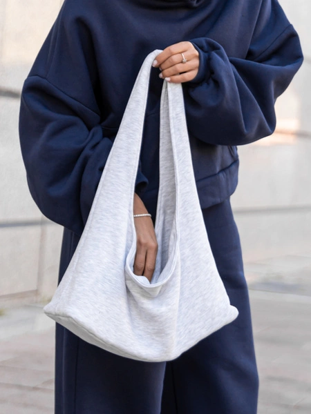 Sportowa TOREBKA z bawełnianego materiału szary melanż F107