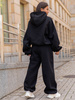 Viralowy ZESTAW: bawełniana BLUZA oversize z kapturem E644 + SPODNIE baggy E643
