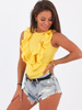Bawełniana bluzka z falbankami na ramkach z prążka żółta b47 kk01