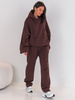 Dresowe bawełniane SPODNIE z wysokim stanem luźny krój brązowe E359 k01