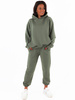 Komplet dresowy bluza z kapturem i luźne spodnie khaki c337 k01
