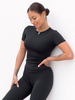 FITNESS / SIŁOWNIA / JOGA dopasowana BLUZKA z krótkim rękawem czarna F100