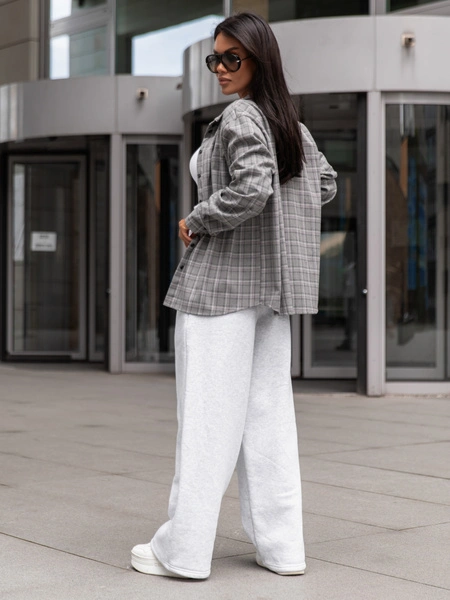 Oversizowa KOSZULA w kratę szarą wzór 6 X363 k01