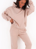 Komplet dresowy bluza z kapturem i luźne spodnie beżowy c337 k01