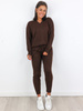 Swetrowy komplet bluza + dopasowane spodnie czekoladowy t12