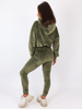 WELUROWY DRES KOMPLET BLUZA Z KAPTUREM+SPODNIE khaki A168 k01