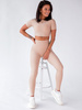 KOMPLET z lycry krótki top i legginsy beżowy D146 k01