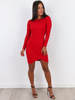 Bawełniana sukienka kopertowy dół z prążka czerwona a263 k01