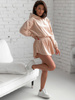 Welurowy komplet bluza z kapturem + krótkie spodenki beżowy c183 k01