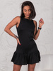 Elegancka mini SUKIENKA z wszytymi szortami z falbanką czarna E633 k01