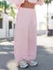 Dresowe bawełniane SPODNIE baggy baby pink E643