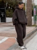Zestaw dresowy oversize – bluza z kapturem + spodnie barrel | kolor czekoladowy