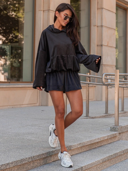 Welurowe SZORTY krótkie spodenki czarne X265 k01