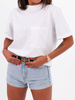 Basic bawełniana bluzka t-shirt z kieszonką oversize biała b117 kk01