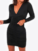 DOPASOWANA MARSZCZONA SUKIENKA Z DEKOLTEM V czarna B176 k01