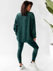 KOMPLET welurowy oversizowa dłuższa bluza i legginsy z wysokim stanem zielony D165 k01