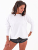 Bawełniana luźna bluzka dekolt v biała b84 k01