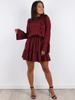 Rozkloszowana sukienka z falbankami bordowa a241 k01