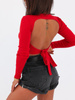 Wiązana bluzka gołe plecy z prążka czerwona b51 k01