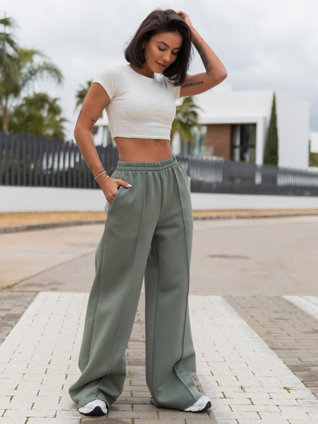 Basic krótki TOP z krótkim rękawem z modalu o fakturze prążka ecru X11 k01