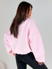 Bawełniana dresowa oversizowa BLUZA bez kaptura baby pink E528 k01