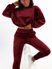 Komplet luźna bluza i spodnie welurowy dres bordowy c353 k01