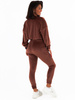 Komplet luźna bluza i spodnie welurowy dres brązowy c353 k01