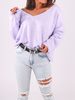 SWETER Z DEKOLTEM V OVERSIZE liliowy B189 k01