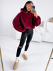 Szeroka luźna BLUZA z kapturem oversize bordowa E348 k01