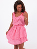 Asymetryczna sukienka z falbankami różowa w cętki b148 kk01
