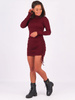 Bawełniana sukienka z prążkowanej dzianiny regulowana długość bordowa b242 k01