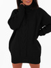 Sweter z golfem , tunika mini sukienka splot w warkocze czarna k264