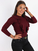 Bawełniana bluzka z prążka z falbankami bordowa a243 k01