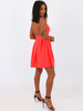Rozkloszowana sukienka na cienkich ramkach neon koral b44 kk01