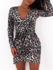 Welurowa sukienka mini przekładana kopertowa panterka c606 k01